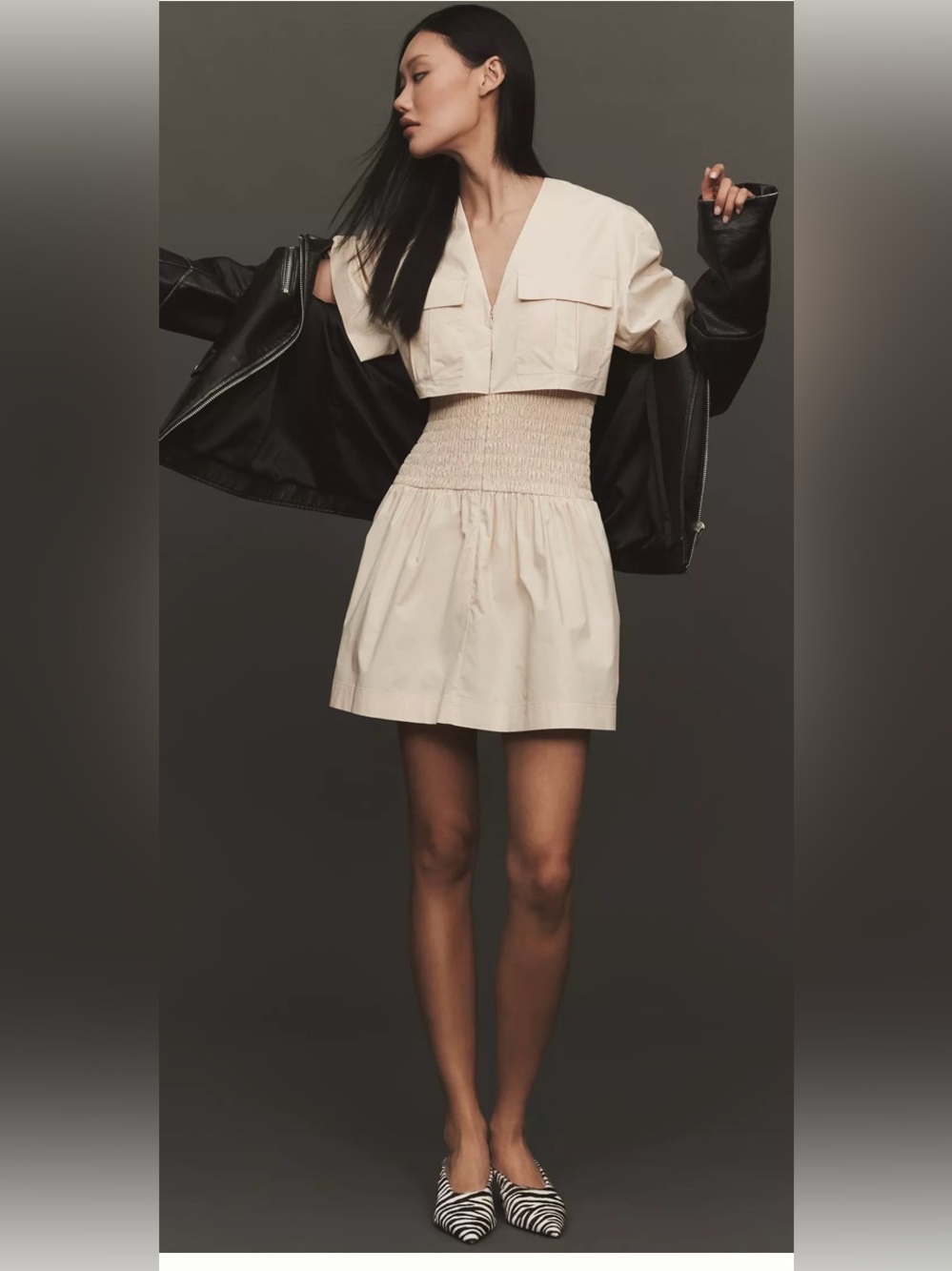 Anthropologie Mare Mare Utility Short-Sleeve Mini Shirt Dress